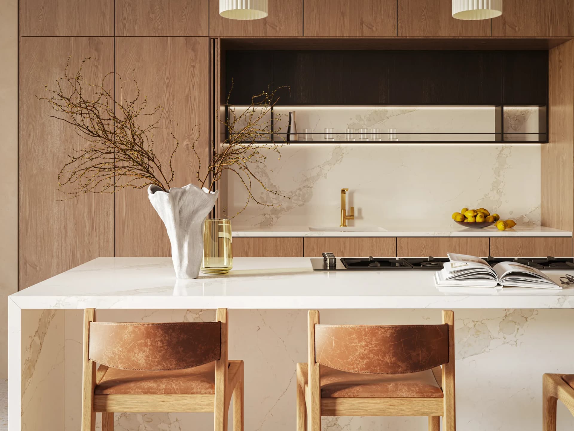 Quartz countertop surface detail